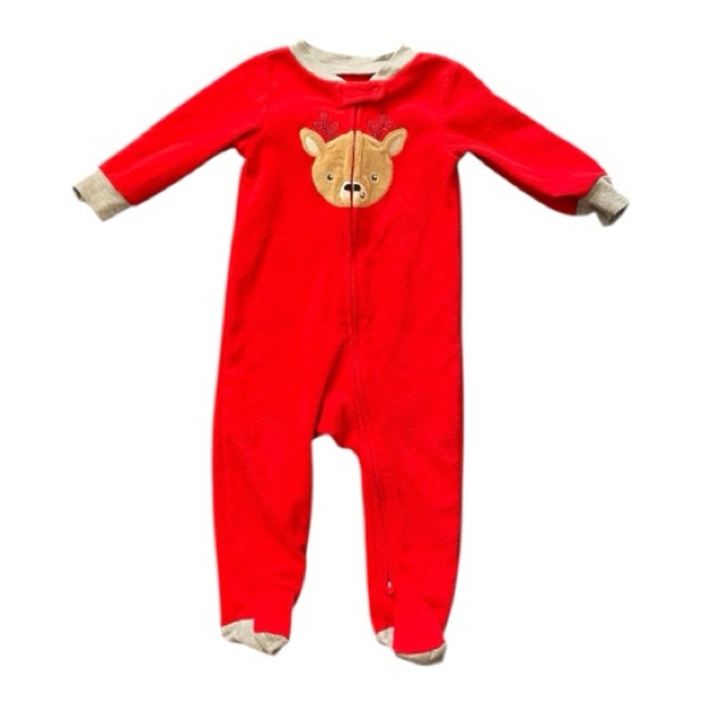 #140, Carter's Red One Piece with Reindeer design, size 9 mo